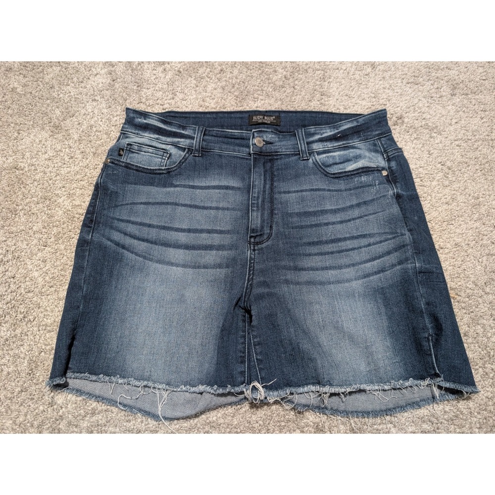 Judy Blue Shorts Womens 2XL Blue High Rise Raw Hem Stretch Denim Casual
